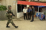 1st Lt. Jeff DiMarzio of Bridgewater,  stationed in Kosovo with the 325th Airborne Infantry Regiment, patrols the town of Vitina.